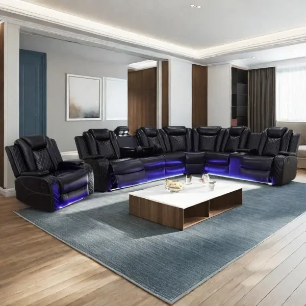 Power Recliner Sofa Sectional with LED Light