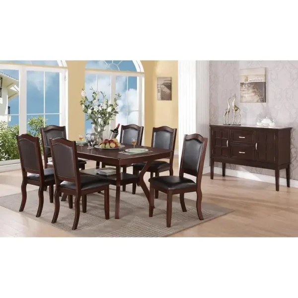 Solid 7pc Formal Dining Set with Solid Wood Table and 6 Chairs
