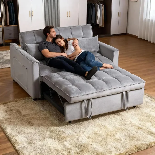 Modern Velvet 3-in-1 Sleeper Sofa