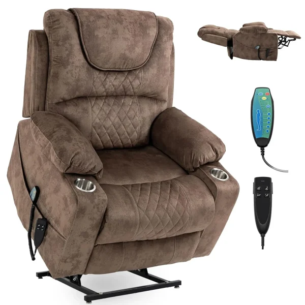 Lay Flat Oversized Lift Chair With Dual Motor Heat Vibration for Elderly