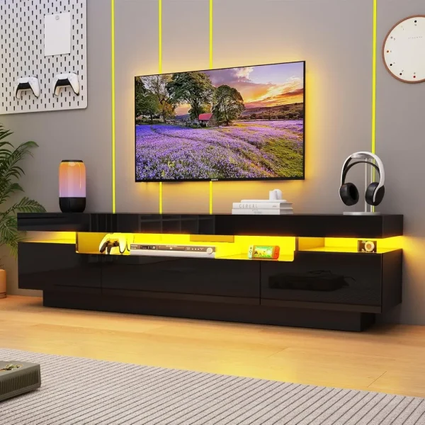 80" High Gloss Entertainment Center with Storage