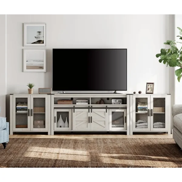 Farmhouse 100" TV Stand and storage cabinet