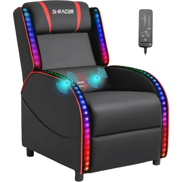 LED Gaming, Massage Racing Style Recliner Chair