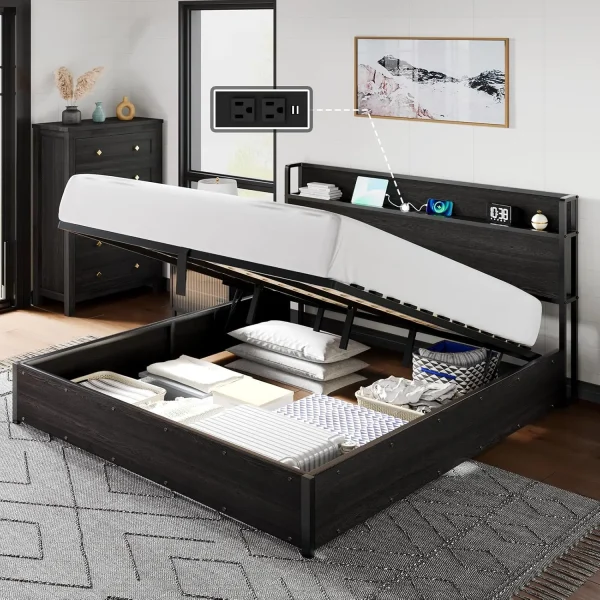 King Size Lift Up Wooden Storage Bed Frame