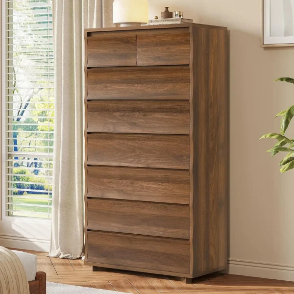 61" Tall Wooden Dresser with 8 Drawers