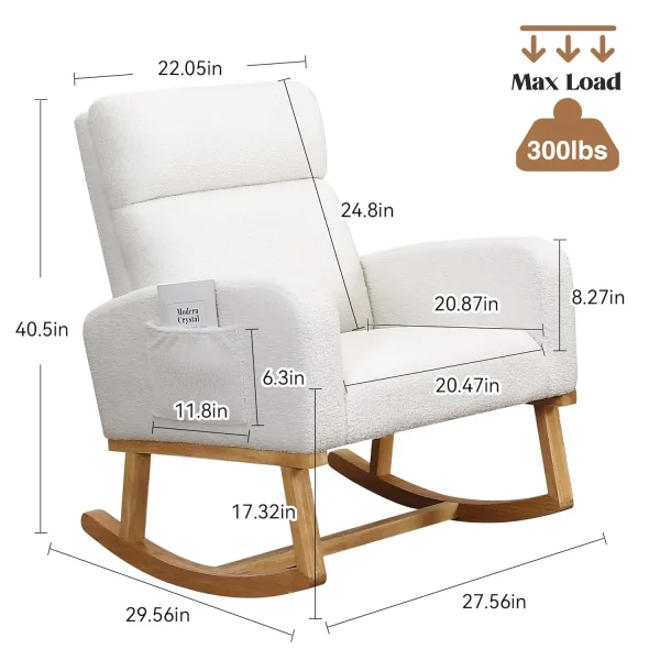 Sherpa Rocking Armchair with High Backrest